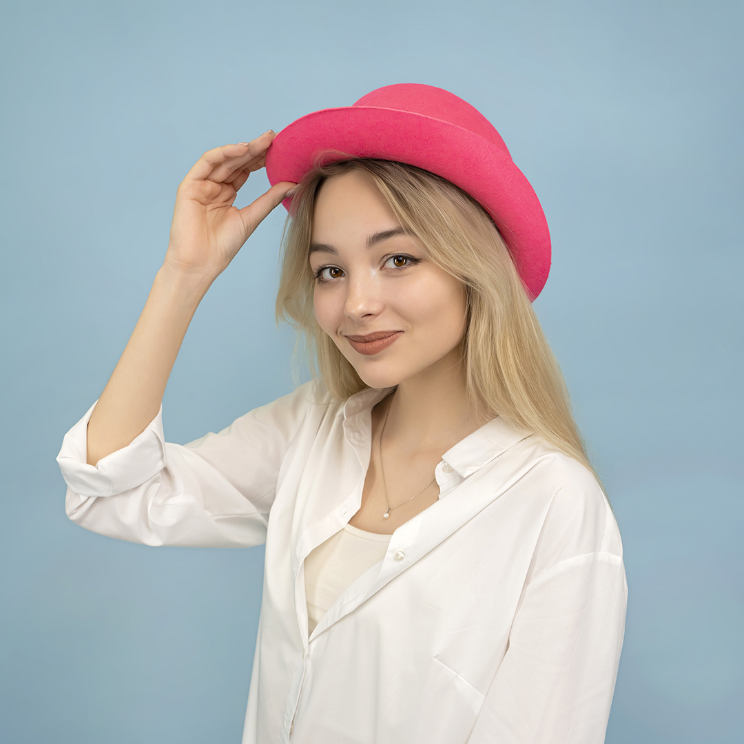 Шляпа Котелок, фетр, Ярко-розовый, 56-58 разм., 1 шт. 