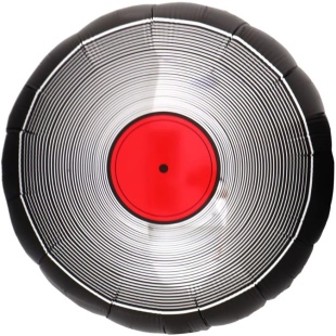 Шар (18''/46 см) Круг, Грампластинка, 1 шт.