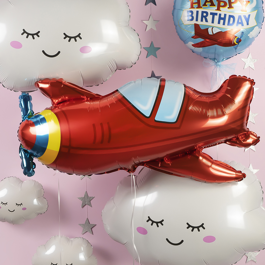 Шар (35''/89 см) Фигура, Самолет, Красный, 1 шт. в уп.