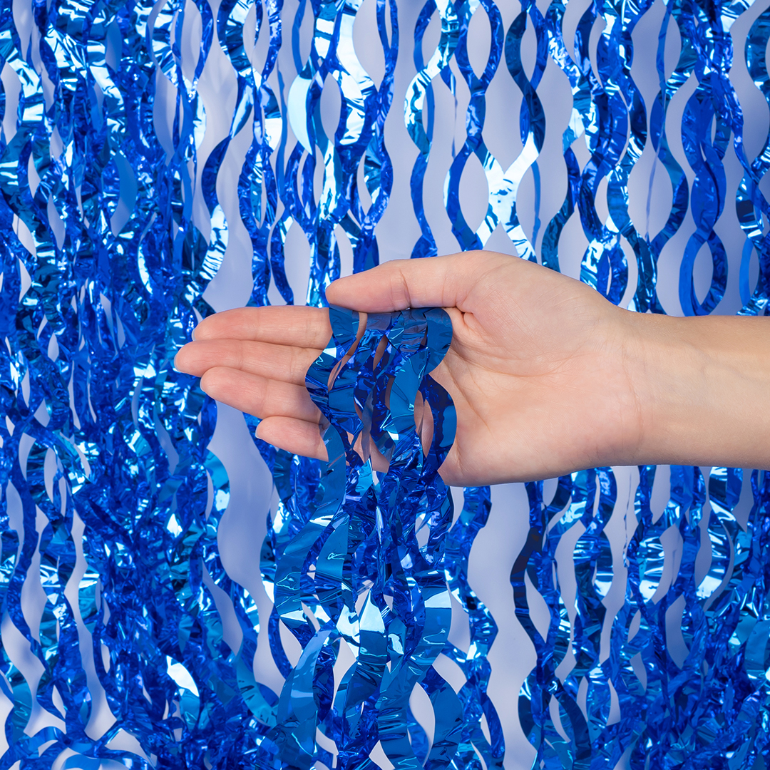 Занавес Волна, Синий, Металлик, 100*200 см, 1 шт.