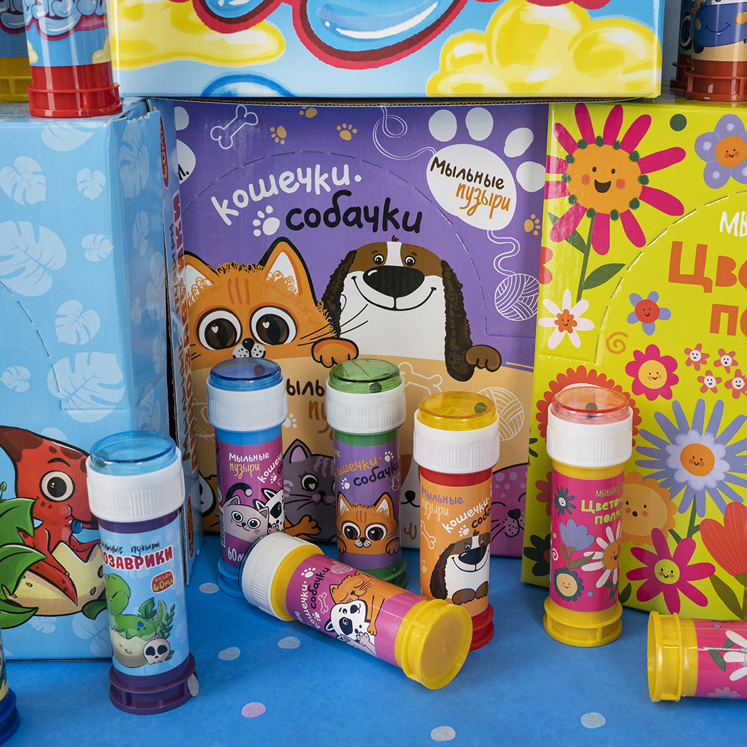 Мыльные пузыри Кошечки Собачки, 60 мл. 36 шт.