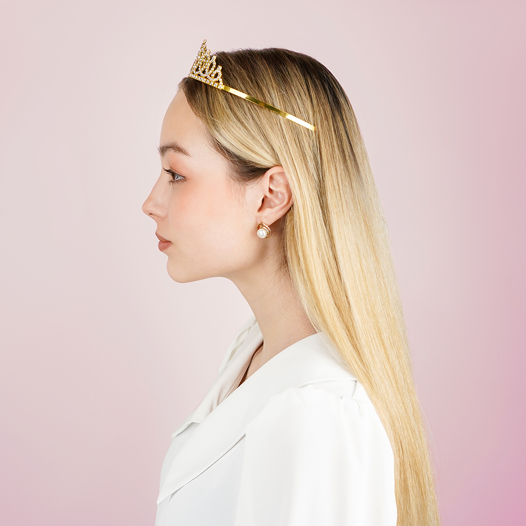 Ободок Корона, Мисс Совершенство, металл, Золото, 1 шт. 