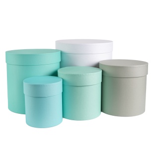 Набор коробок Цилиндр, Бирюзовый микс, 25*25 см, 5 шт. в упак. 