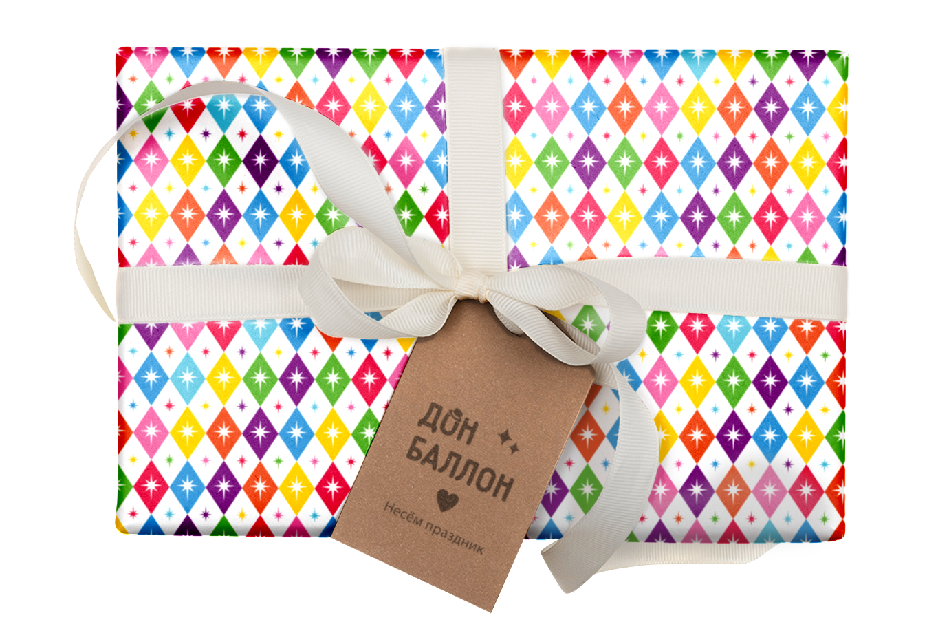 Упаковочная бумага 80гр (0,7*1 м) Яркие ромбы, 10 шт.