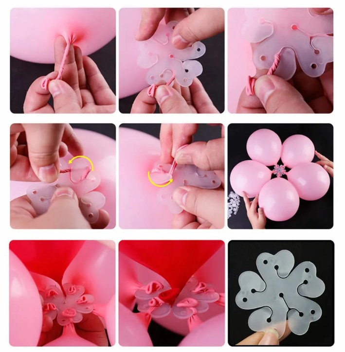 Фиксатор для шаров Цветок, 6,5 см. Прозрачный, 10 шт.