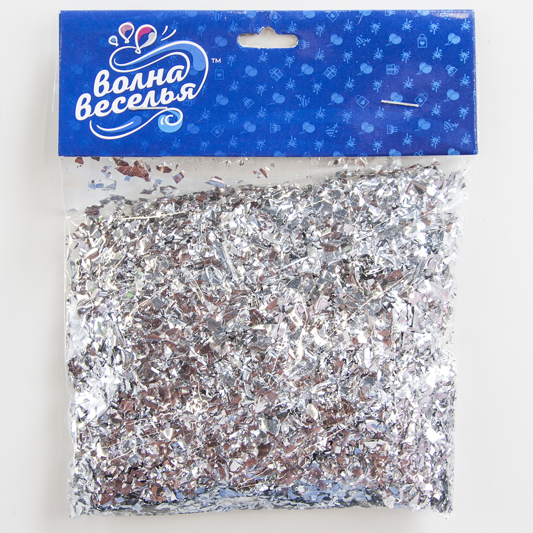 Конфетти дробленые Серебро, Металлик, 20 г.