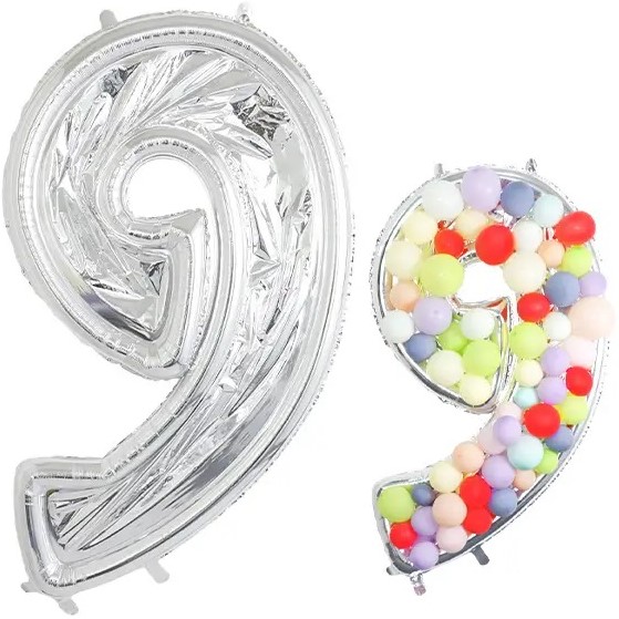 Шар (65''/165 см) Цифра, 9 Каркасная, 1 шт. в уп.