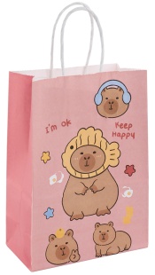 Пакет подарочный, Крафт 120гр, Капибары, Дизайн №1, 21*15*8 см, 1 шт.