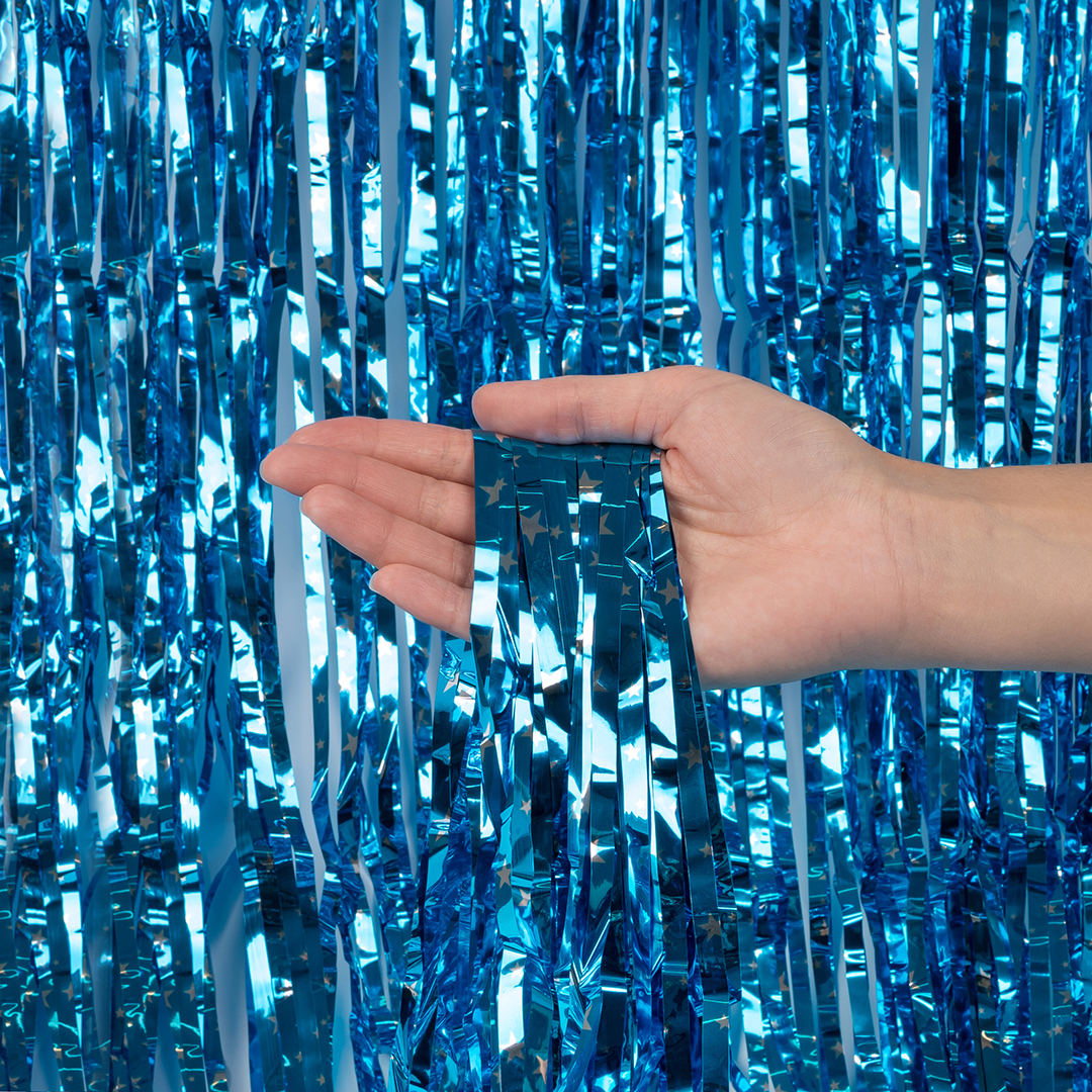 Занавес Дождик Звезды Люкс, Бирюзовый, Металлик, 100*200 см, 1 шт.