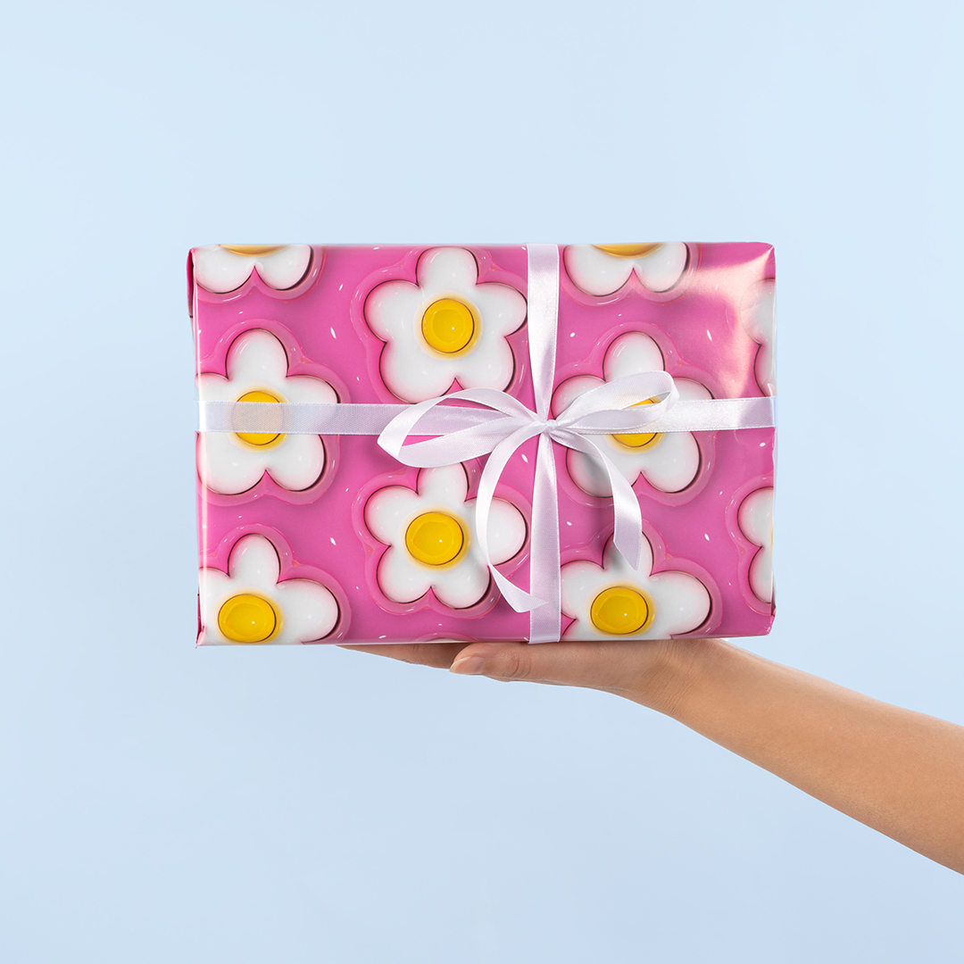 Упаковочная бумага 90гр (0,7*1 м) Ромашки, 10 шт.