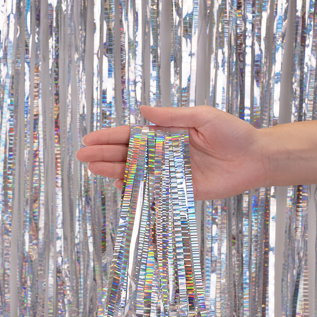 Занавес Дождик Полоски, Серебро, Голография, 100*200 см, 1 шт.