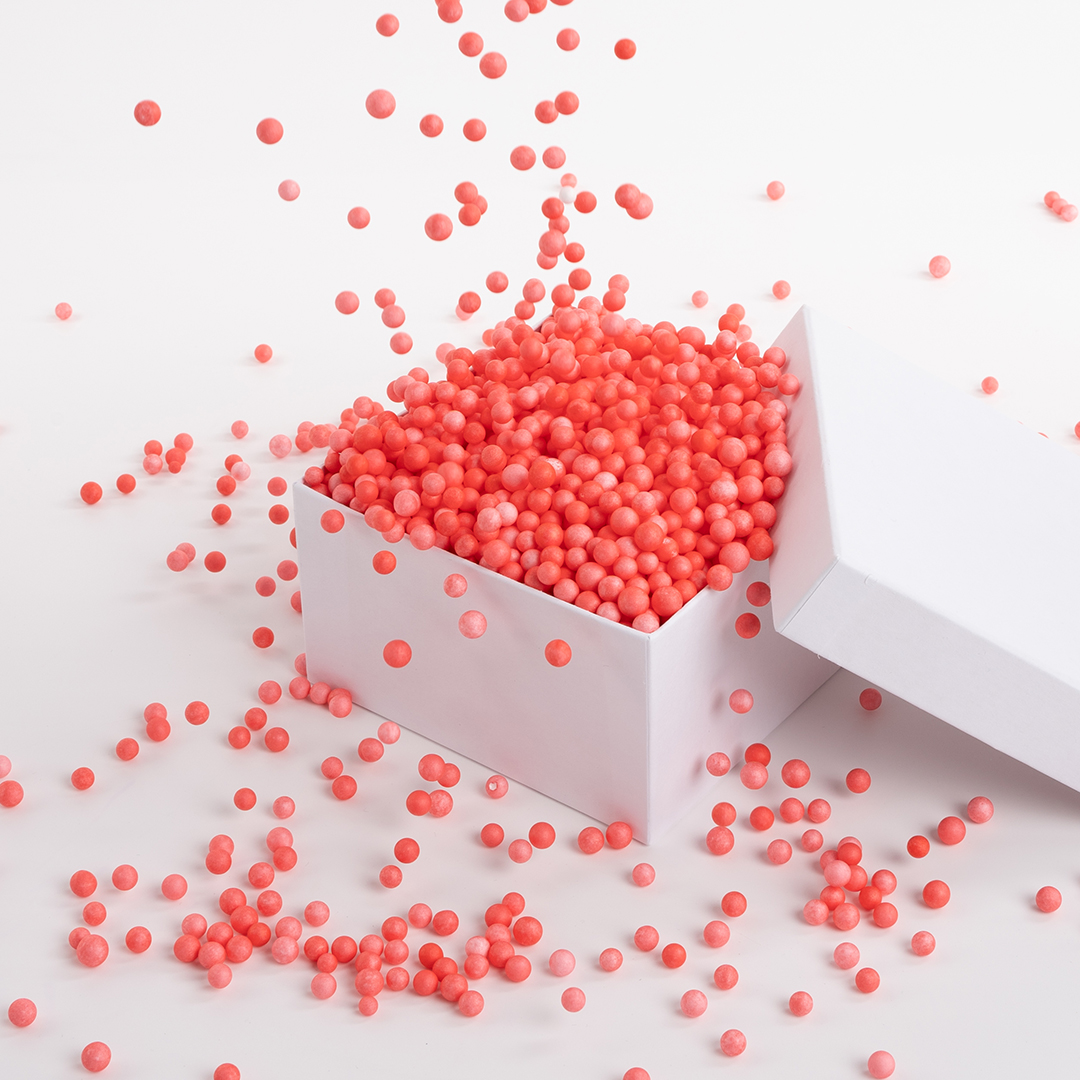 Шарики пенопласт, Красный, 6-8 мм, 10 гр.