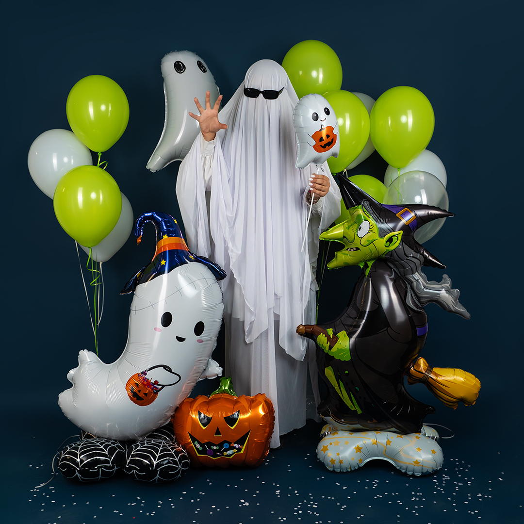 Шар (29''/74 см) Фигура, Привидение, Белый, 1 шт.