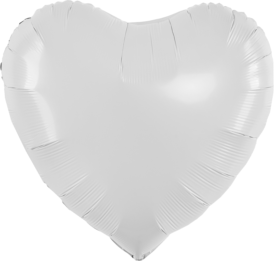 Шар (24''/61 см) Сердце, Белый, 1 шт.
