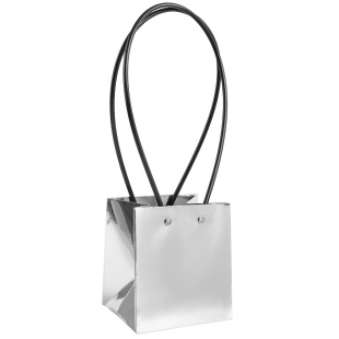 Пакет для цветов, Мастхэв, Серебро, Металлик, 13*12*11 см, 1 шт.