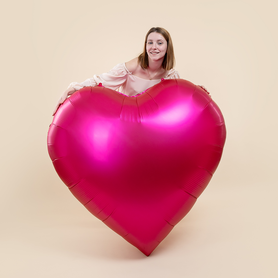 Шар (63''/160 см) Сердце, Фуше, Сатин, 1 шт. в уп.
