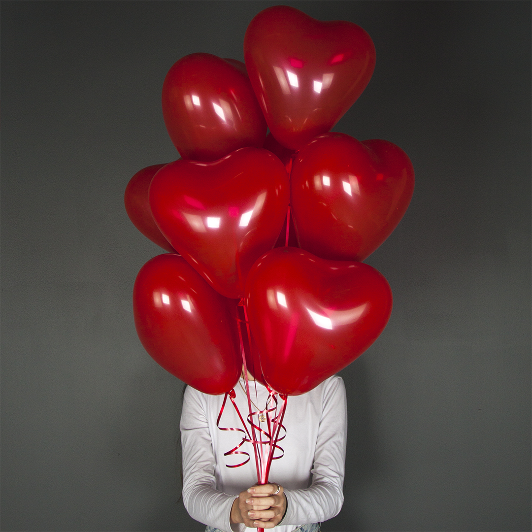 Шар (10''/25 см) Сердце, Красный, пастель, 100 шт.