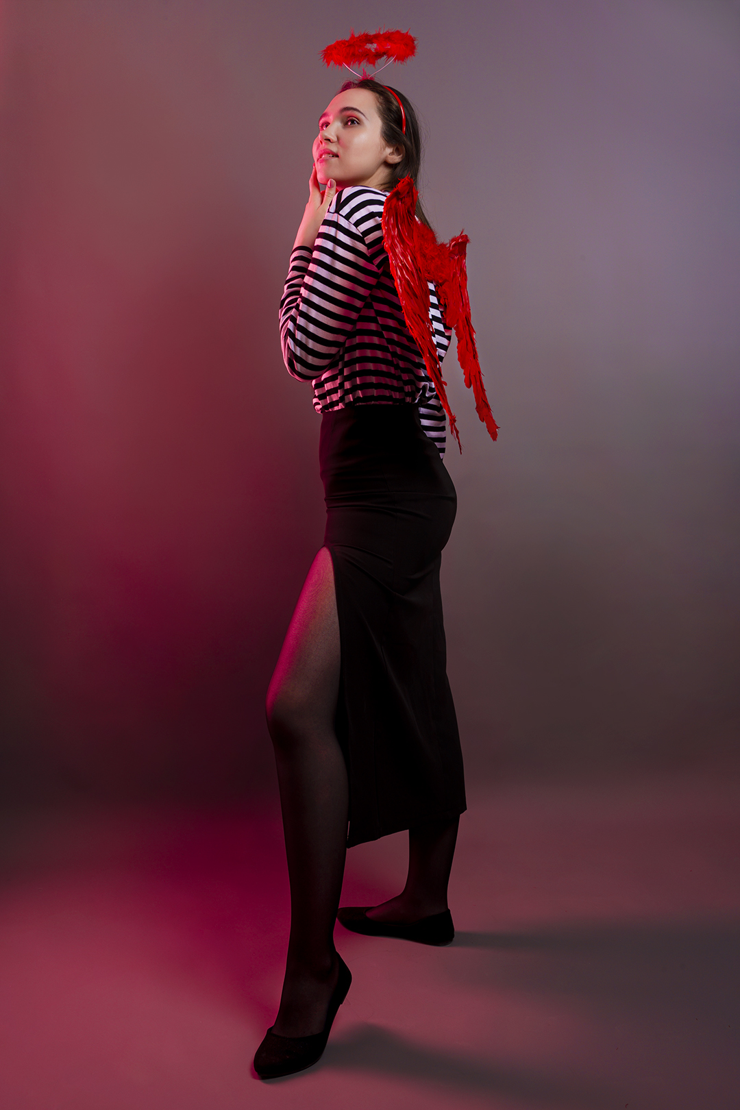 Ободок, Ангел, Красный, 1 шт. 