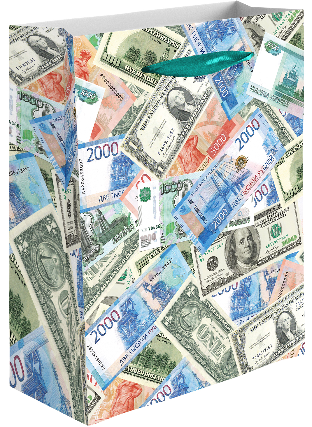 Пакет подарочный, 210гр, Деньги, 32*26*12 см, 1 шт.