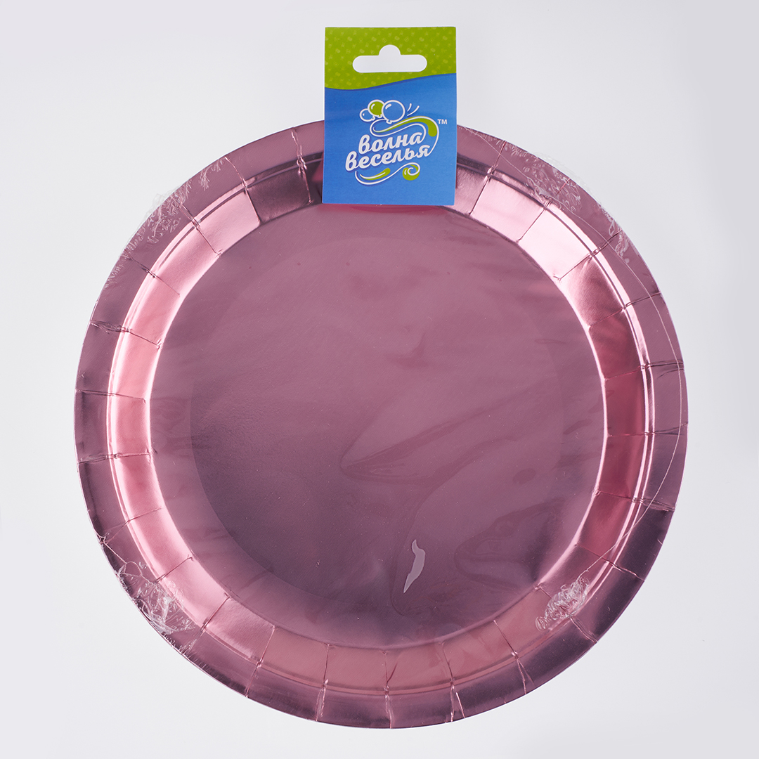 Тарелки (9''/23 см) Розовый, Металлик, 6 шт.