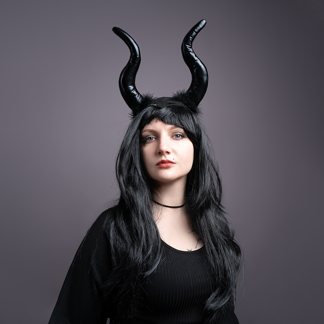 Ободок, Объемные рога, Черный, 30*25 см, 1 шт. 