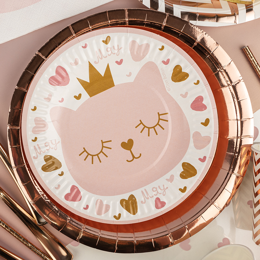 Тарелки (9''/23 см) Розовое Золото, Металлик, 6 шт.