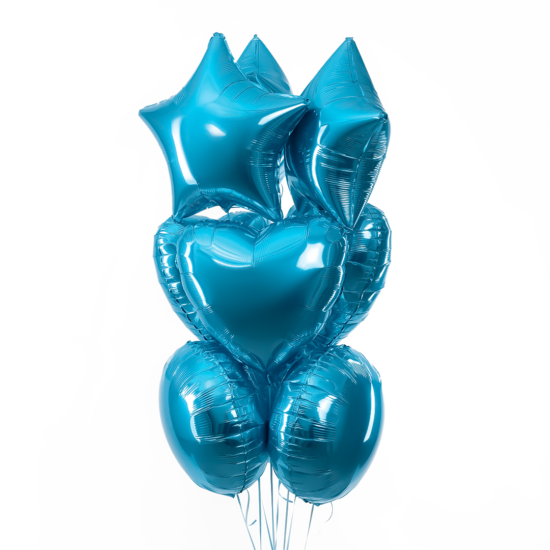 Шар (18''/46 см) Сердце, Аквамарин, Сатин, 1 шт.