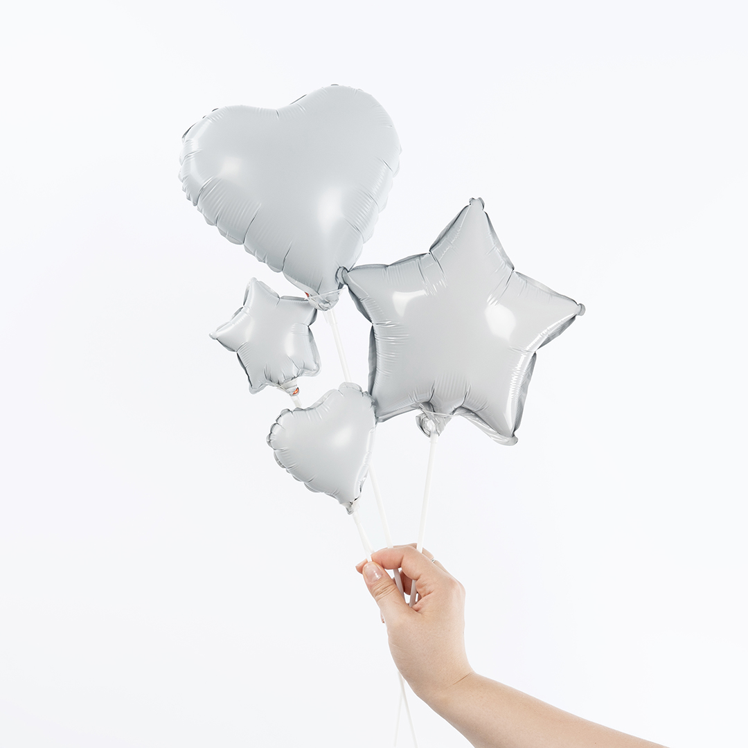 Шар с клапаном (5''/13 см) Микро-звезда, Белый, 1 шт.