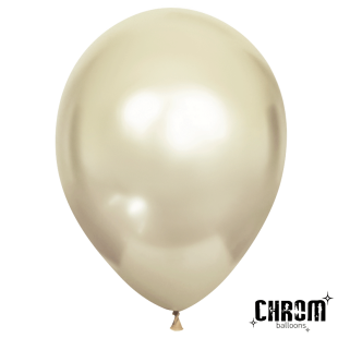 Шар (12''/30 см), Белое золото, хром, 50 шт.