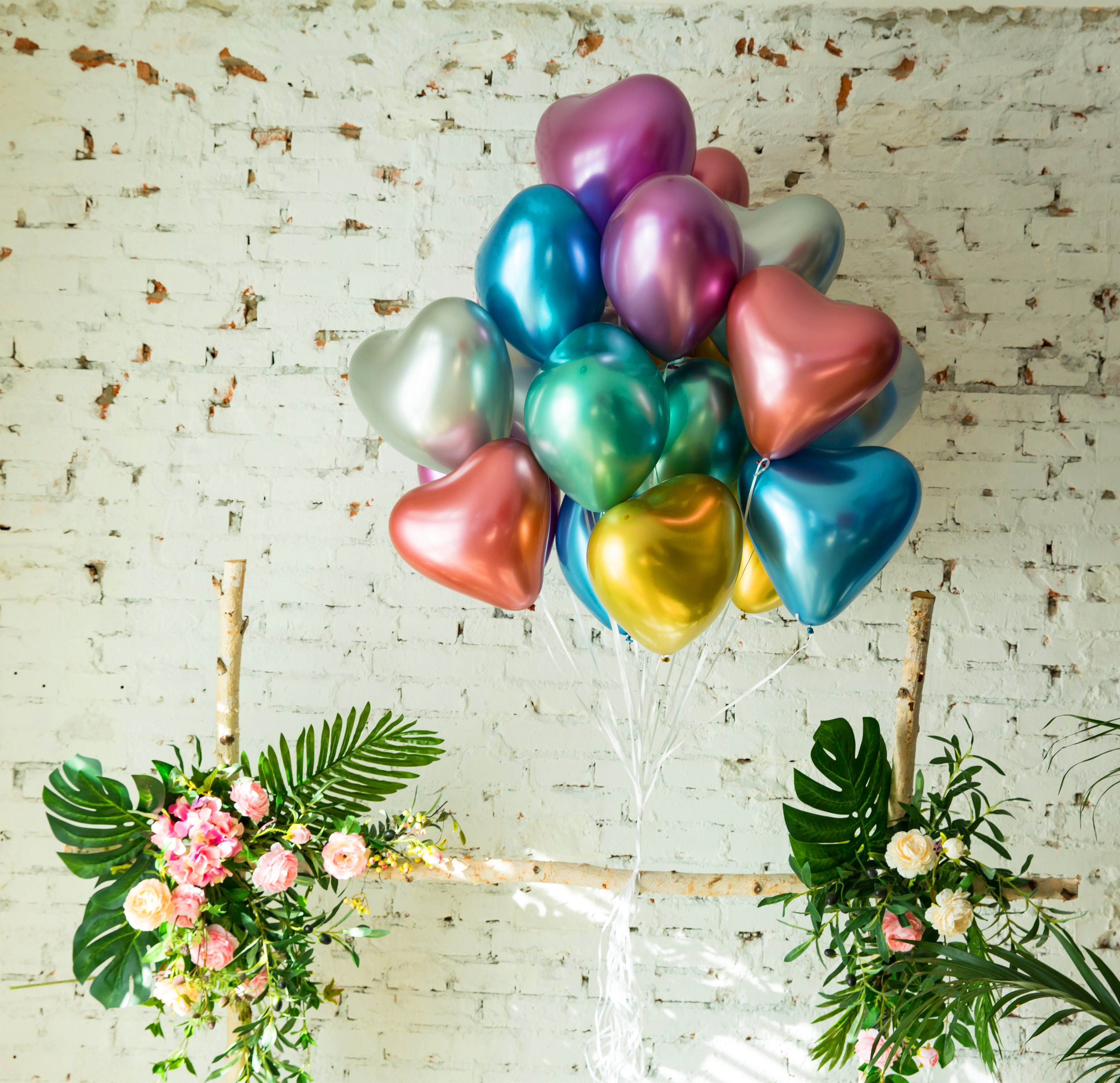 Шар (10''/25 см) Сердце, Серебро, хром, 50 шт.