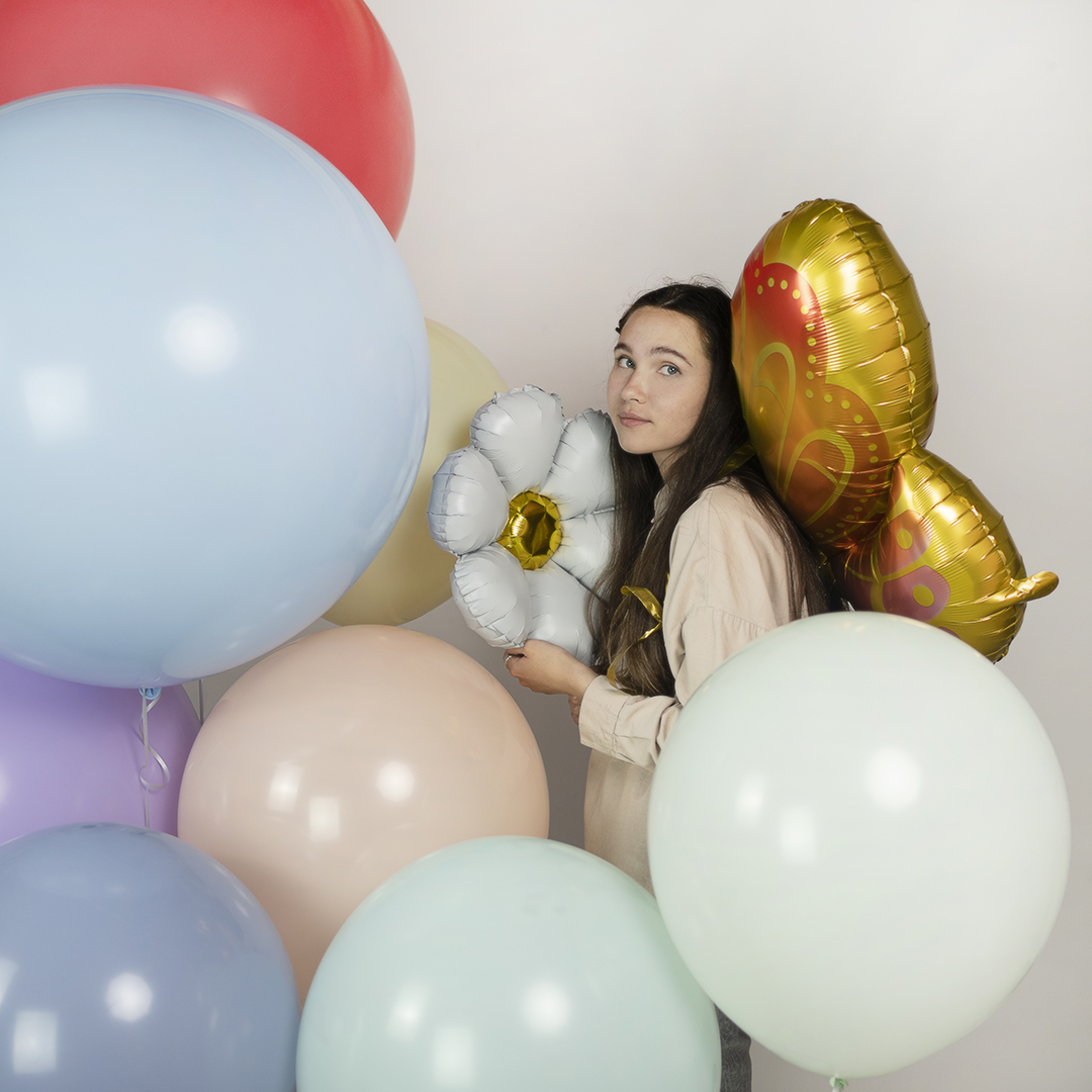 Шар (20''/51 см) Цветок, Ромашка (надув воздухом), Белый, 1 шт. в уп. (цв.этик.)