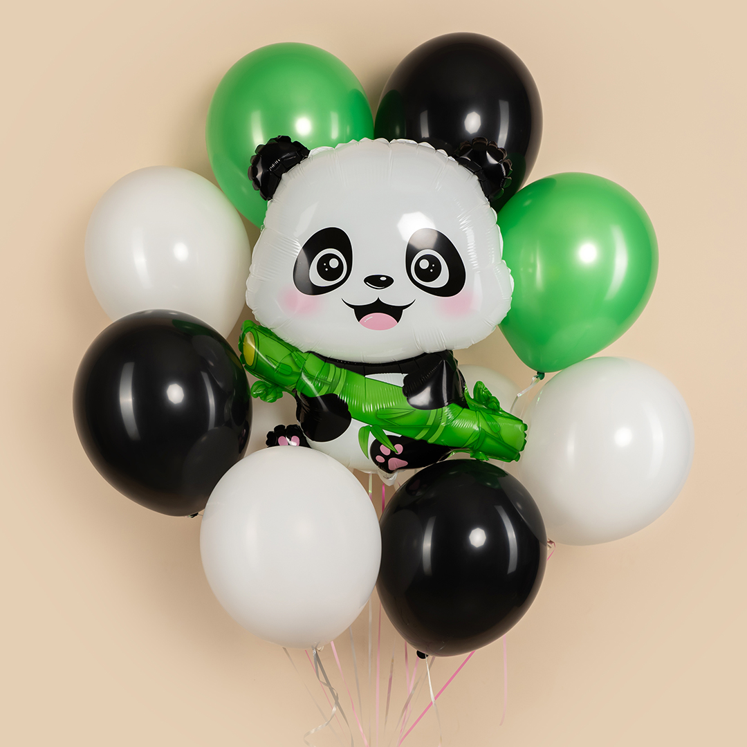 Шар (30''/76 см) Фигура, Панда с веточкой бамбука, 1 шт.