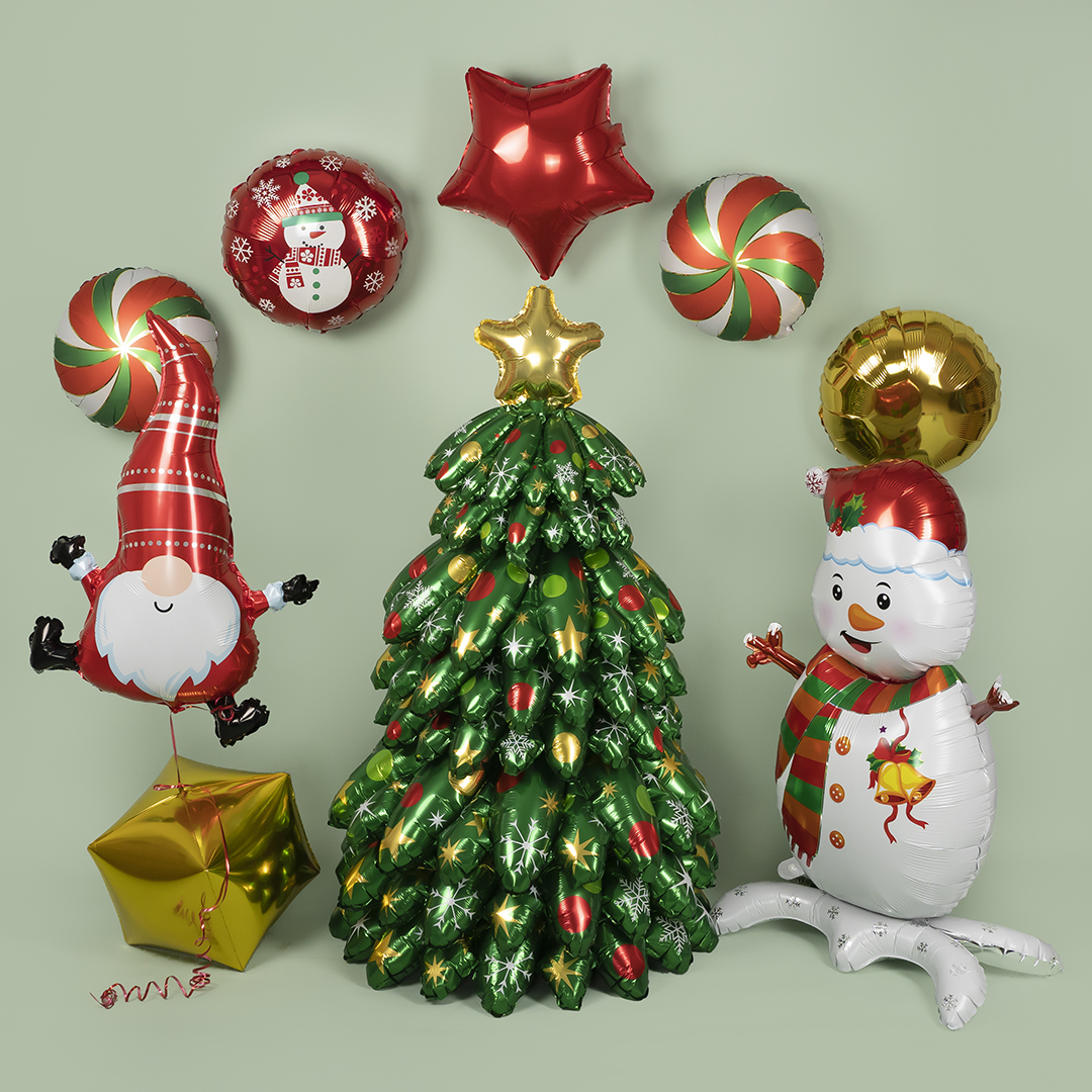 Шар (18''/46 см) Круг, Снеговик, Красный, 1 шт.