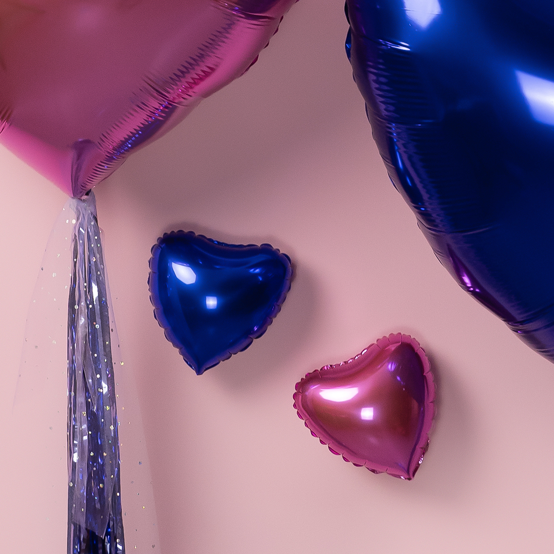 Шар (9''/23 см) Мини-сердце, Фуксия, 1 шт.