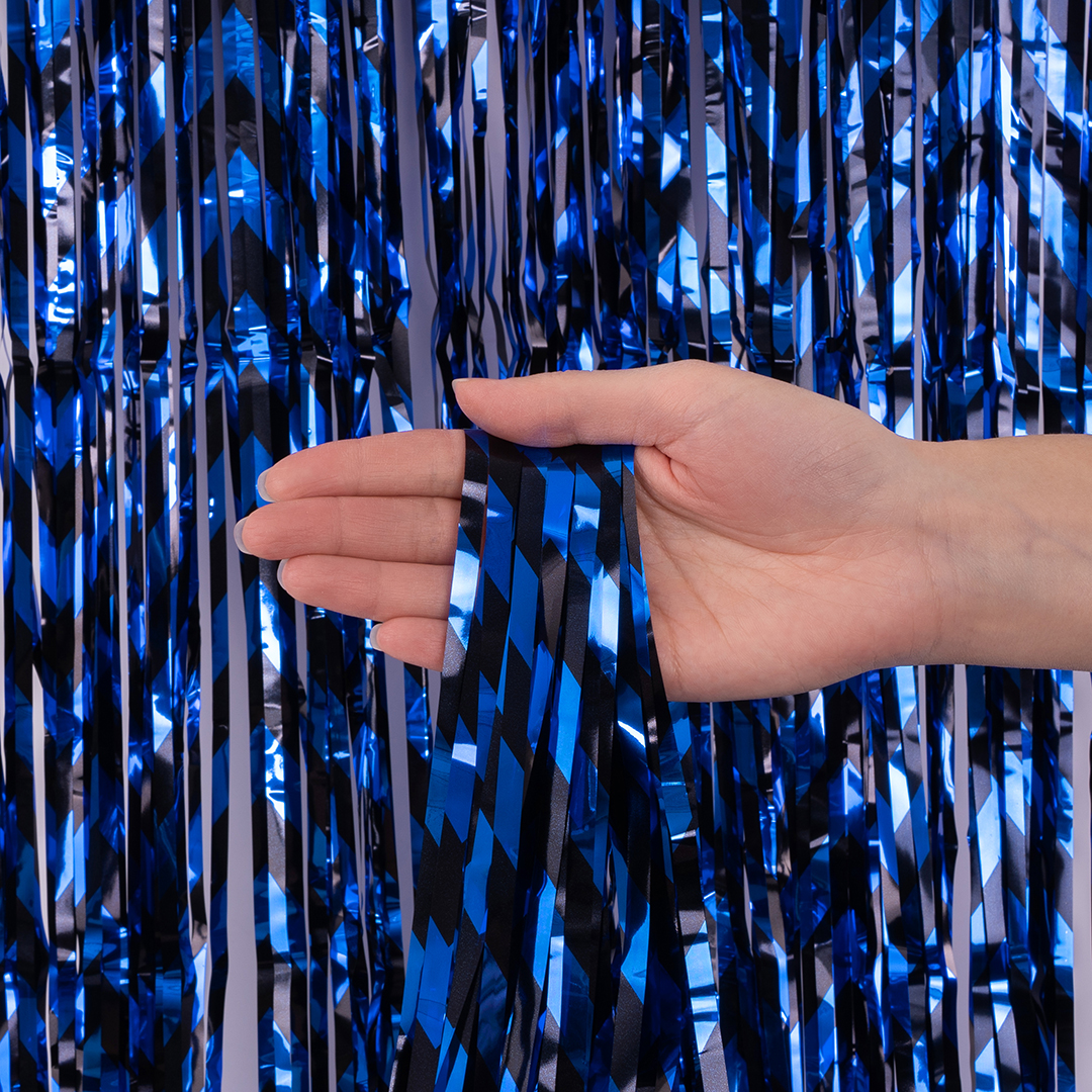 Занавес Дождик Зигзаги, Синий, Металлик, 100*200 см, 1 шт.