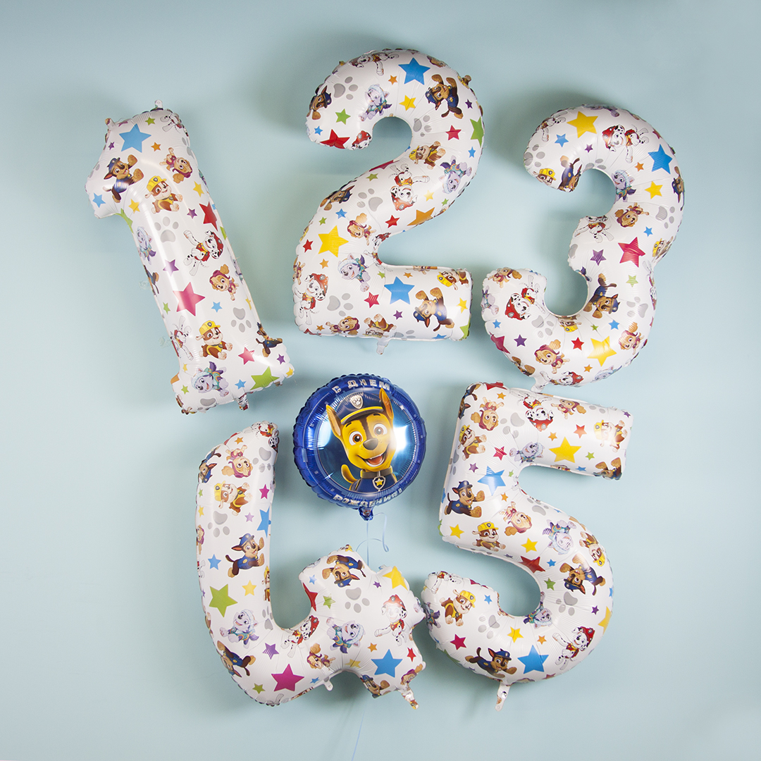 Шар (26''/66 см) Цифра, 1 Щенячий Патруль, 1 шт.