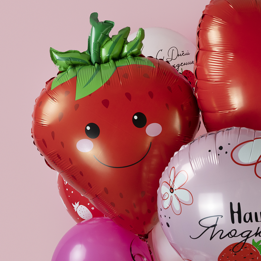 Шар (28''/71 см) Фигура, Клубника, 1 шт.