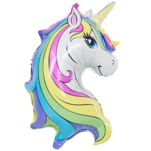 Шар (32''/81 см) Фигура, Голова, Нежный Единорог, 1 шт. в уп.