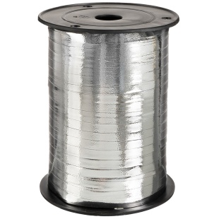 Лента полипропиленовая (0,5 см*228,6 м) Серебро, Металлик, 1 шт.