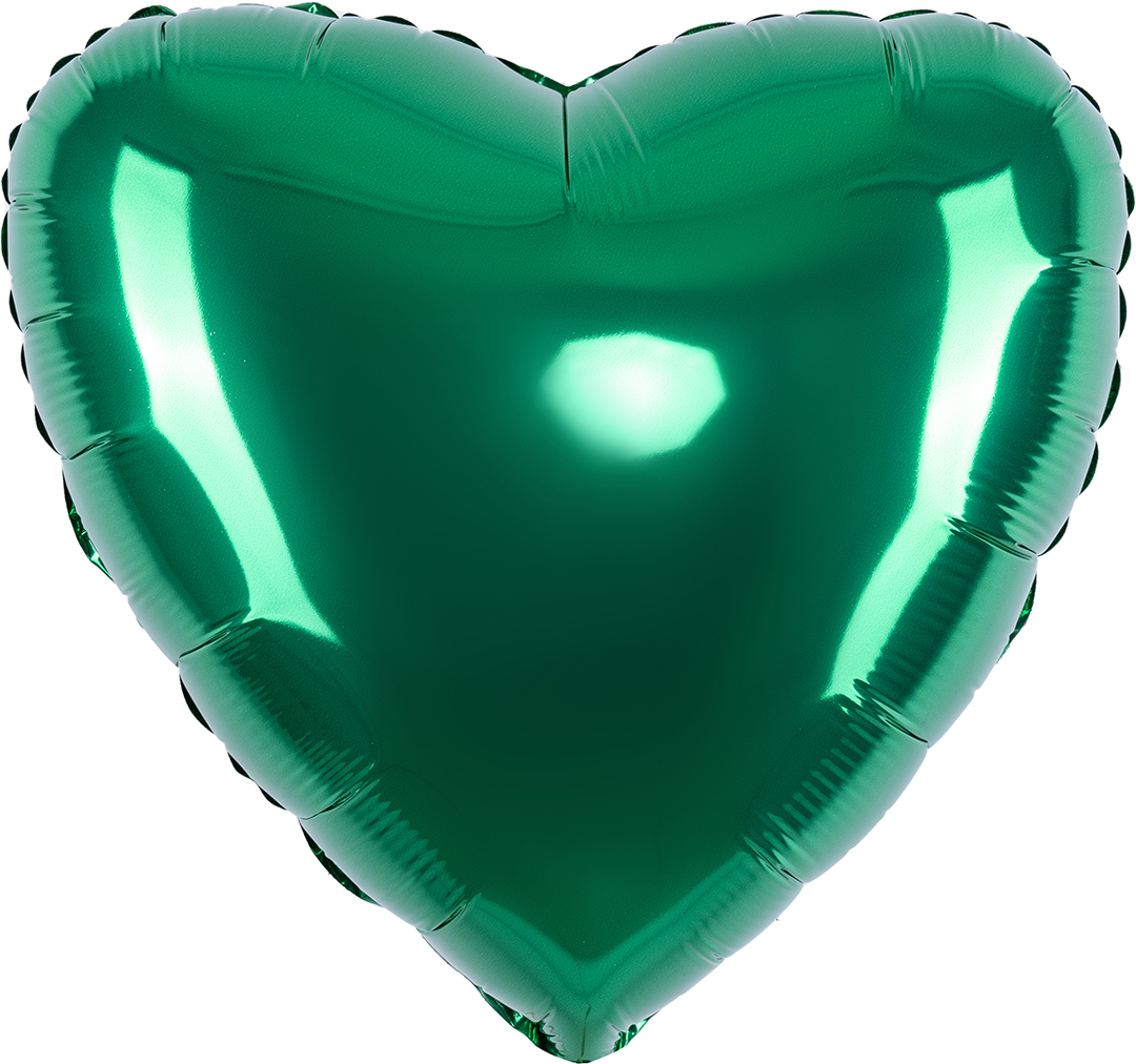 Шар (18''/46 см) Сердце, Зеленый, Сатин, 1 шт.