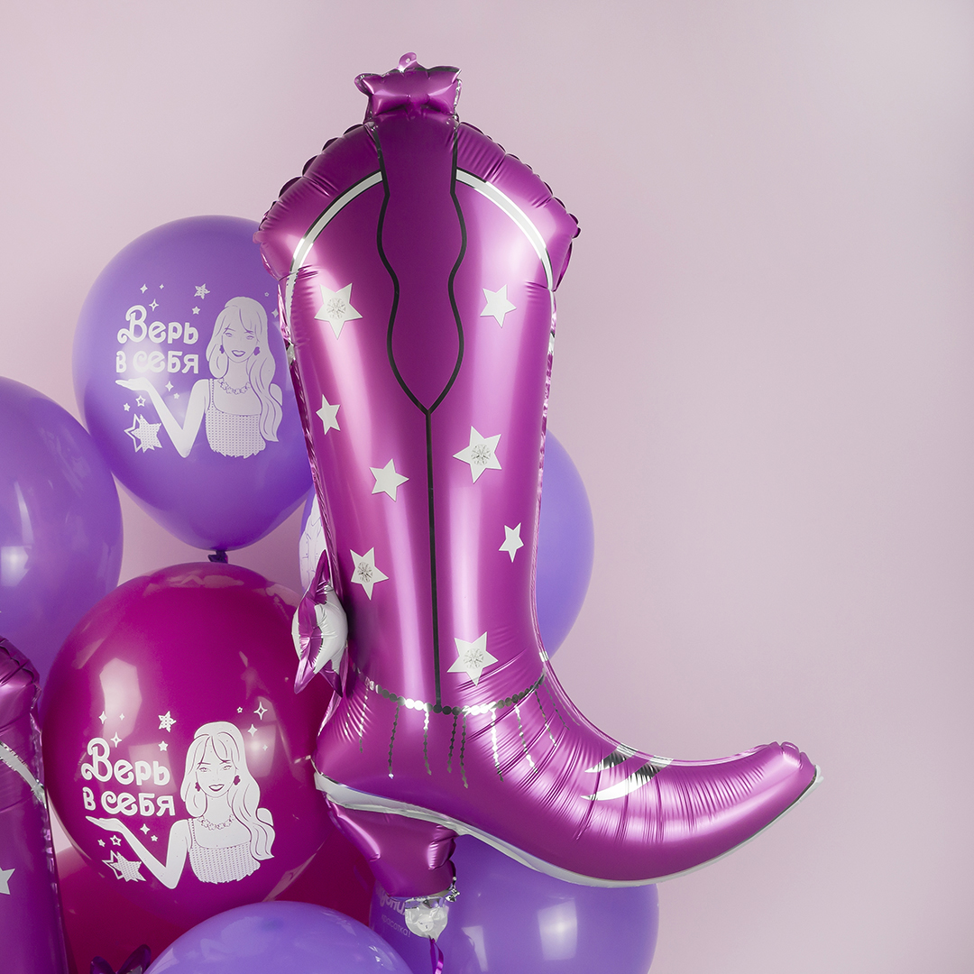 Шар (34''/86 см) Фигура, Стильные сапожки, Розовый, 1 шт.