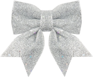 Декоративный бант Праздничный, Серебро, с блестками, 12*15 см, 2 шт. в упак. 