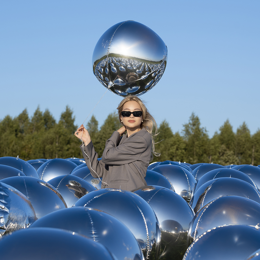 Шар 3D (32''/81 см) Сфера, Серебро, 1 шт. в уп.