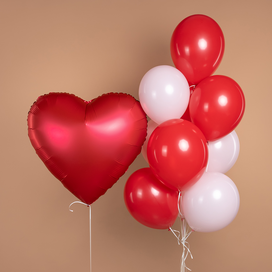 Шар (30''/76 см) Сердце, Красный, Сатин, 1 шт. в уп.