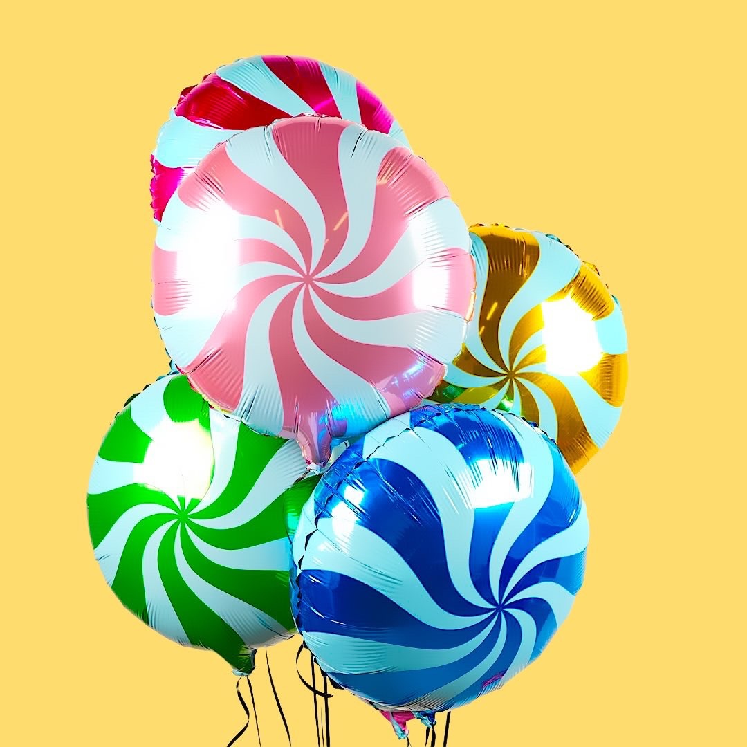 Шар (18''/46 см) Круг, Леденец, Голубой, 1 шт.