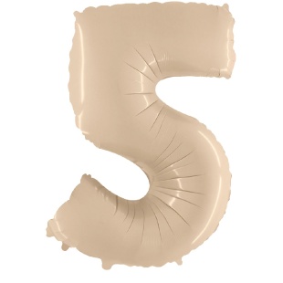 Шар (40''/102 см) Цифра, 5, Кремовый, 1 шт. в уп.