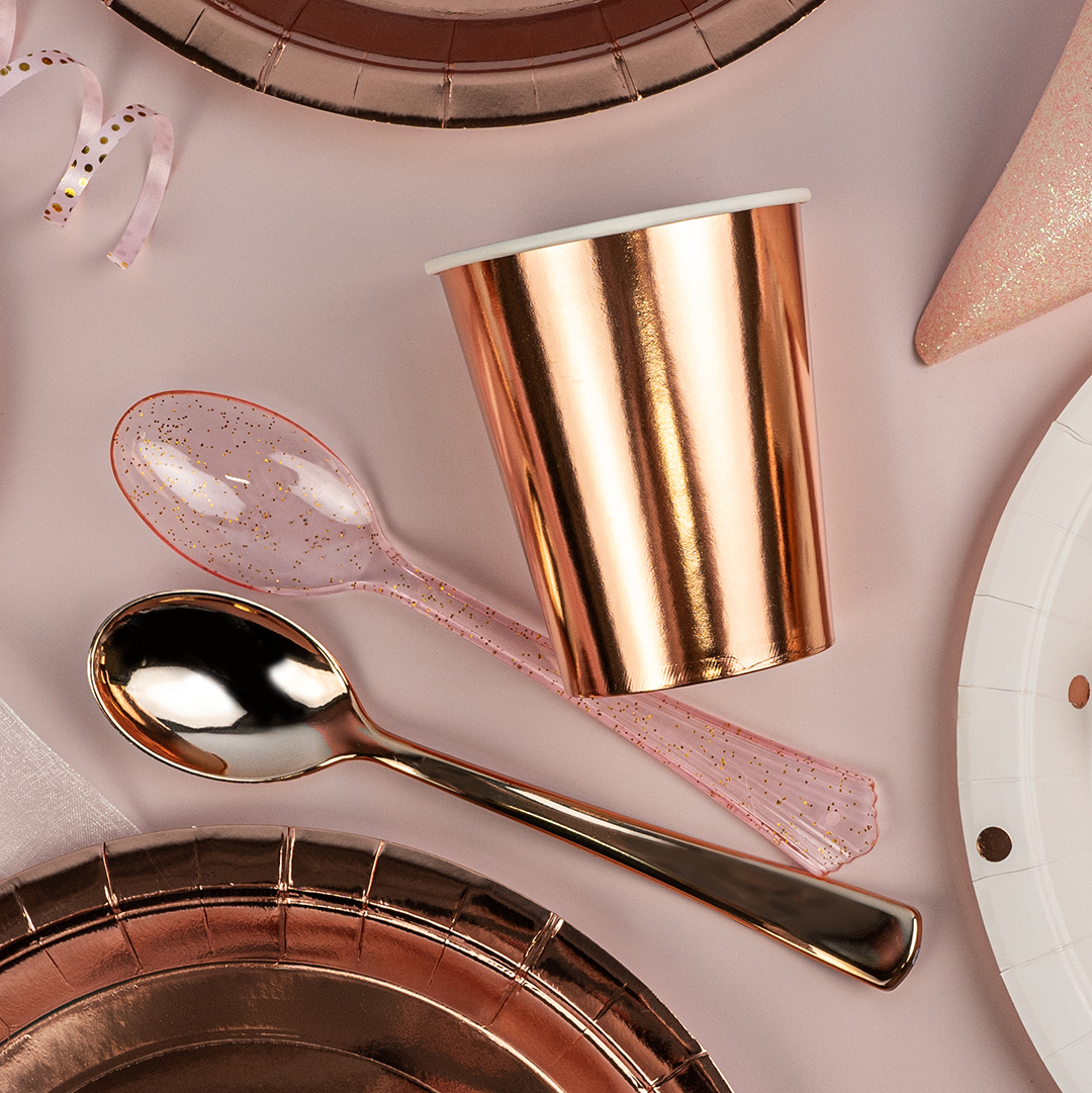 Стаканы (250 мл) Розовое Золото, Металлик, 6 шт.