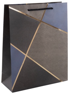 Пакет подарочный, 210гр, Геометрия, Золотые линии, Дизайн №2, Металлик, 32*26*10 см, 1 шт.