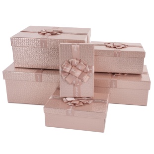 Набор коробок Кожа крокодила, Нежно-розовый, Металлик, 32*25*14 см, 6 шт. в упак. 