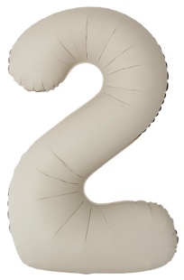 Шар (40''/102 см) Цифра, 2 Slim, Кремовый Латте, Матовый, 1 шт.